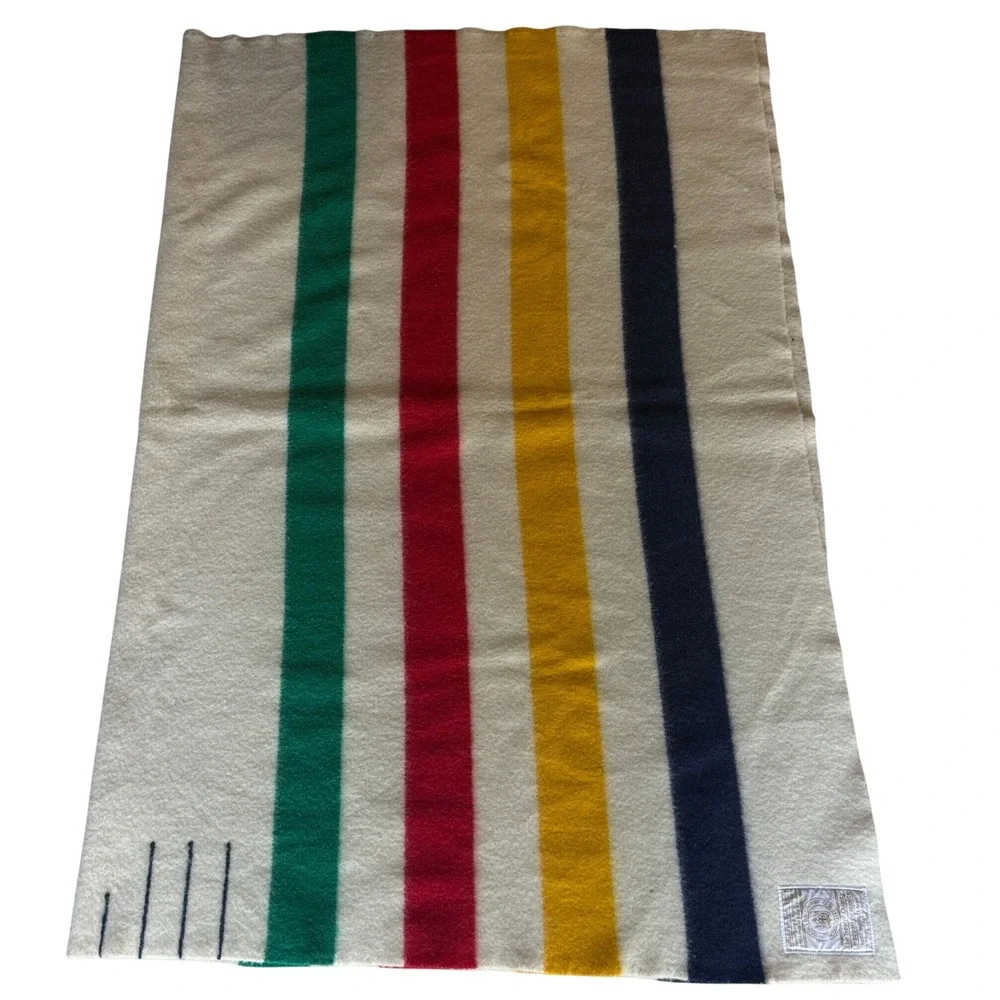 Hudson's Bay 4 Point Blanket Unisex Cream Multistripe Wool Heritage 82x60